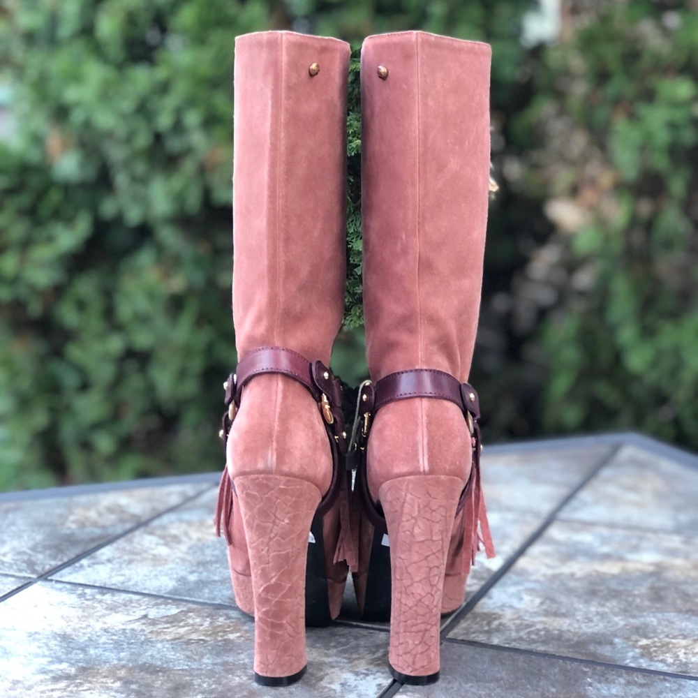 Just Cavelli Yoda 17 Fringe Platform Suede Heeled Boots - Picture 6 of 12
